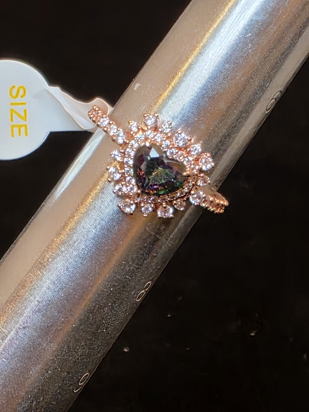 Rose Gold Heart Halo Ring with Alexandrite Center Stone